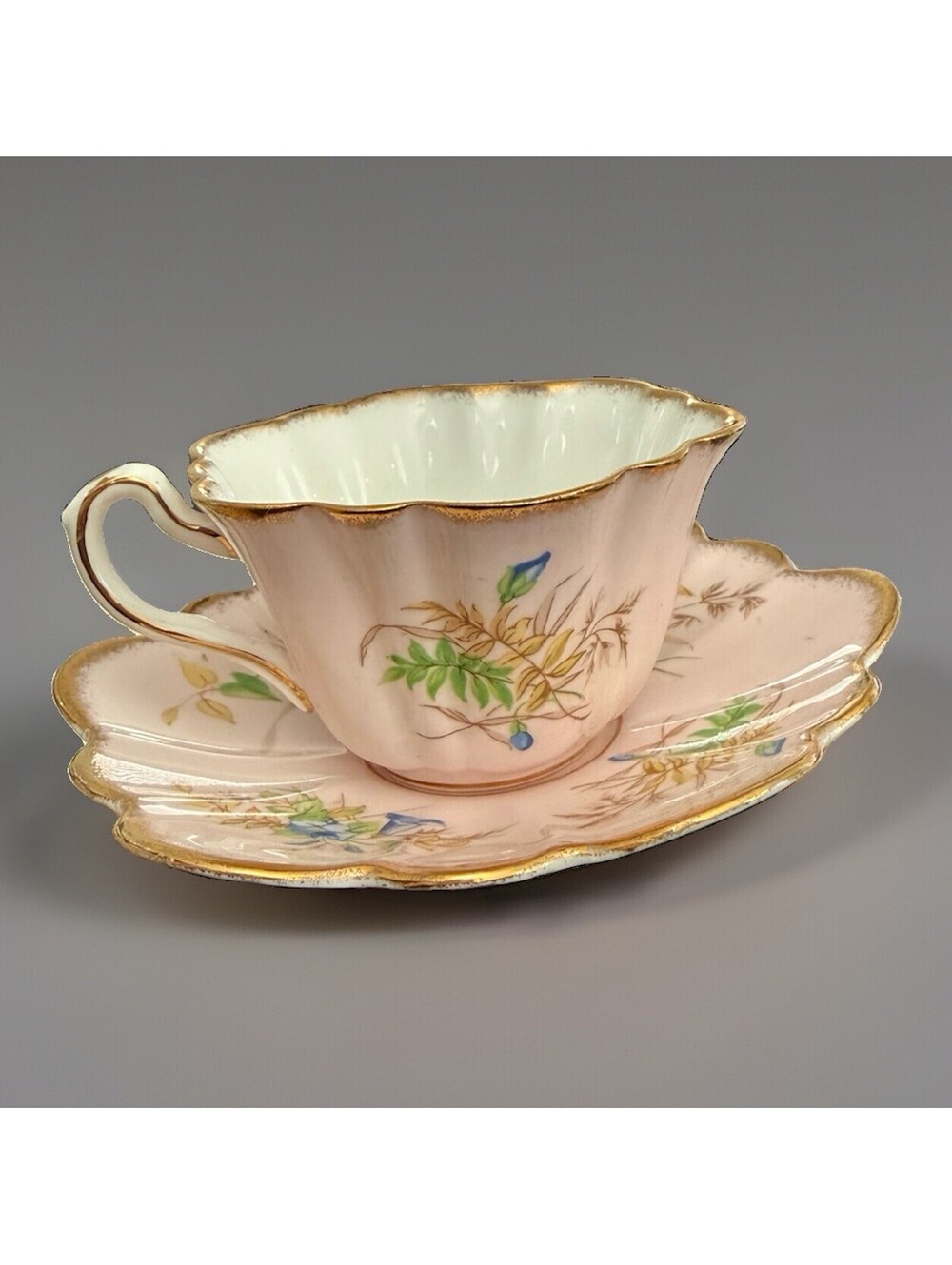 Vintage Rosina Morning Glory Teacup & Saucer Bone China Blue Floral Pattern 5137